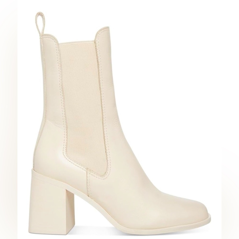 Steve Madden Cream Chelsea Block Heel Ankle Boots